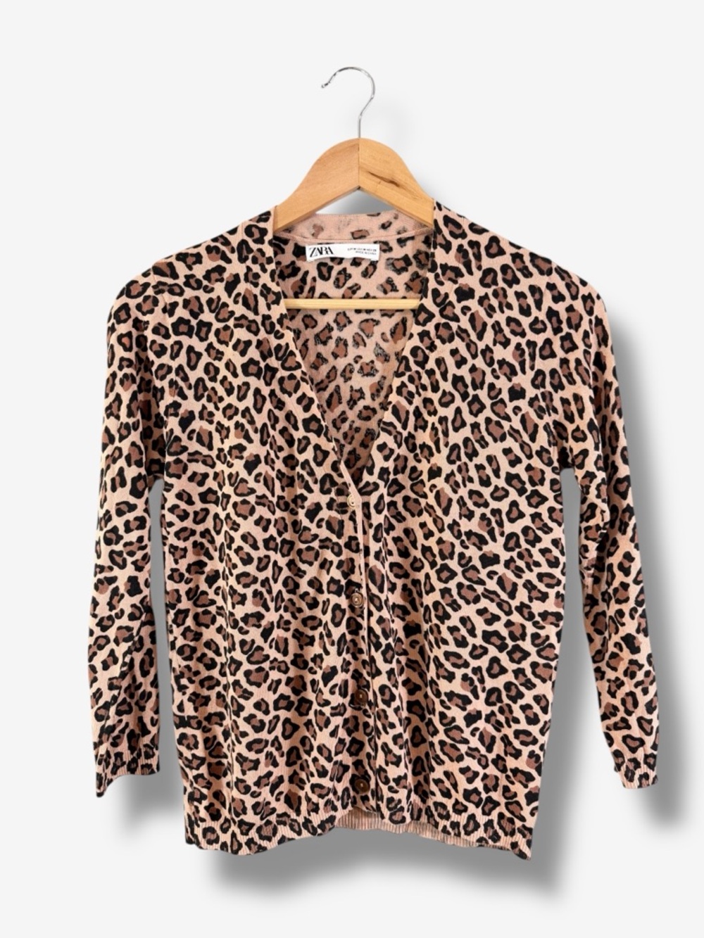 Zara Leopard Print Cardigan Size M Lightweight Spring Summer Casual